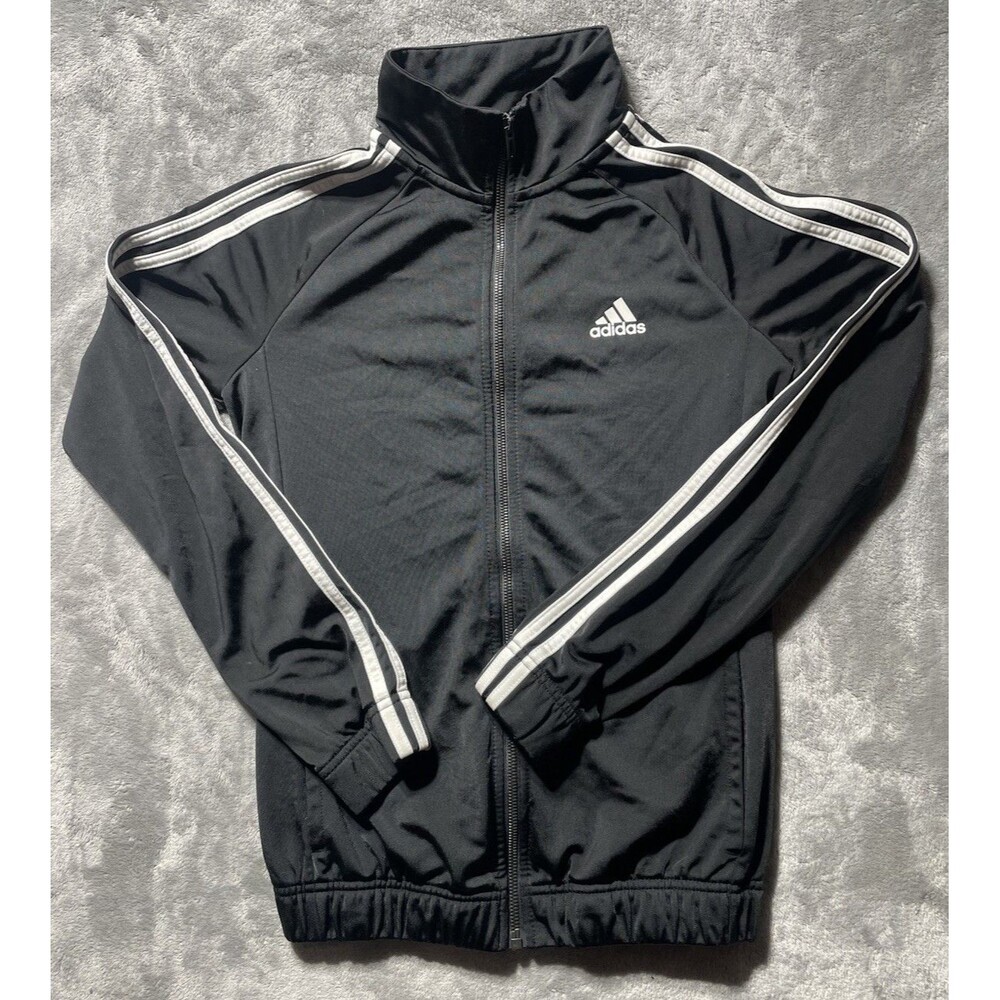 Adidas Track Jacket Black White Women’s Size Small Logo Athletic Gear